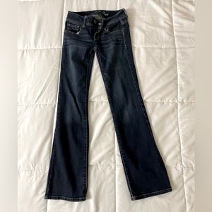 Straight leg dark blue jeans